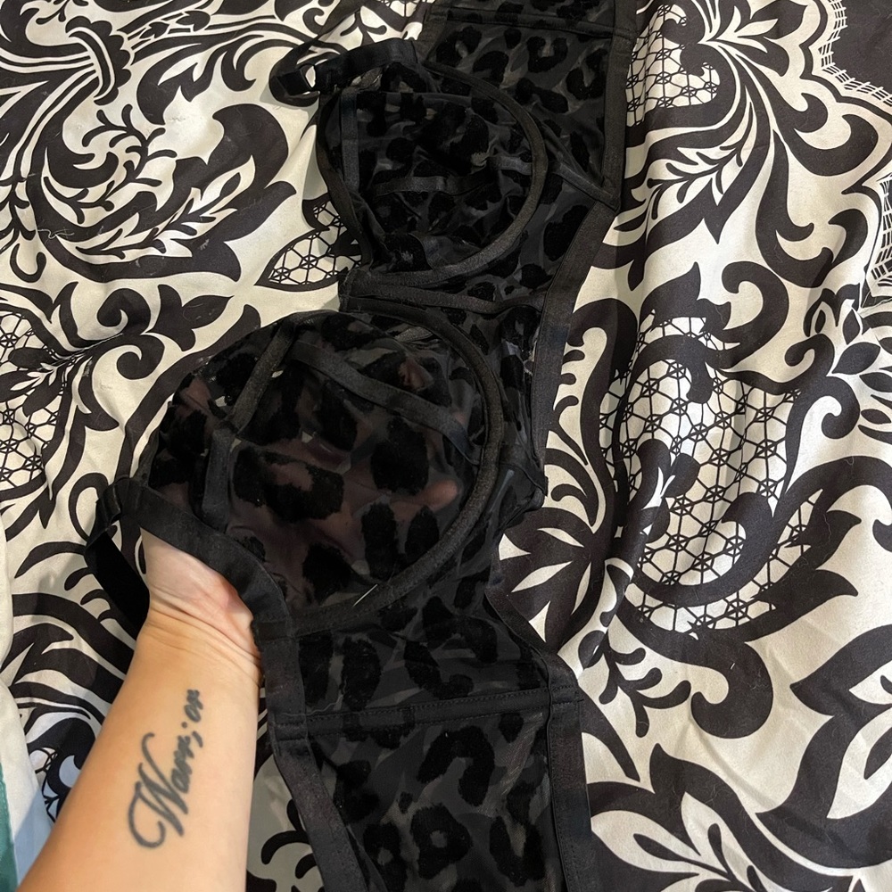 Torrid black Leopard print see through bra